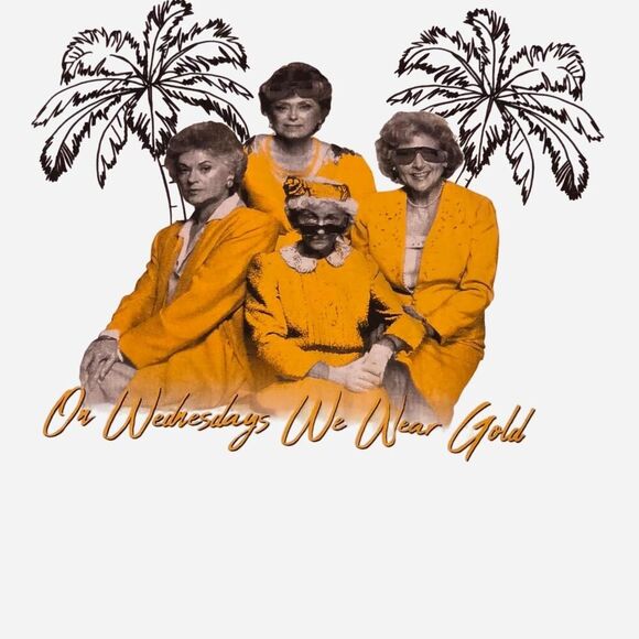 Goodie Two Sleeves - Golden Girls -  Women's White and Yellow T-shirt M - Picture 2 of 3